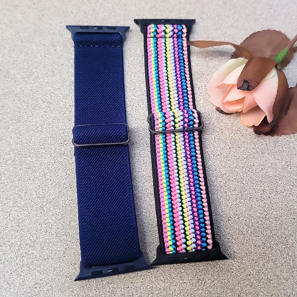 Two Apple Watch Nylon Elastic Bands. 38mm, 40mm, 41mm